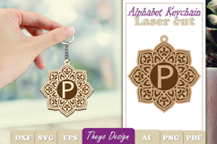 Alphabet Keychain Laser cut |Monogram Alphabet Keychain SVG Product Image 1