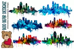 Detroit Michigan Skyline Watercolor Sublimation design Product Image 1