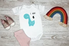 Baby Monthly Milestone SVG. Baby Cute Dinosaur SVG. Product Image 4