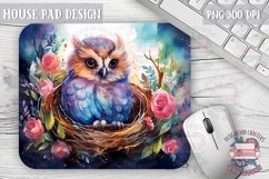 MousePad Sublimation Design OWL in nest funny PNG mousepad Product Image 1