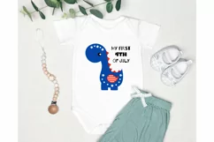 My First 4th Of July SVG. Baby Dinosaur SVG. Baby Patriotic. Product Image 2