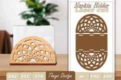 Wooden Napkin Holder Laser Cut | Mandala Napkin Holder SVG Product Image 1
