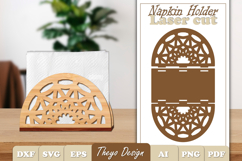 Wooden Napkin Holder Laser Cut | Mandala Napkin Holder SVG Product Image 1