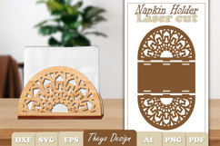 Wooden Napkin Holder Laser Cut | Mandala Napkin Holder SVG Product Image 1