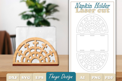 Wooden Napkin Holder Laser Cut | Snowflake Napkin Holder SVG Product Image 1