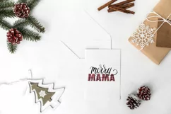 Merry Mama Png Instant Download, Red and Black Buffalo Plaid Product Image 1