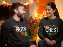 Chest Nuts SVG, Christmas Couple shirts SVG, Funny Chritmas Product Image 6