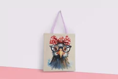 Funny Chicken with Red Bow and Glasses PNG Sublimation Product Image 6