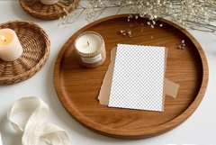 A postcard mockup on a tray. PSD &amp; PNG Product Image 3