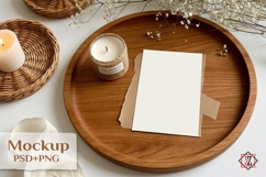 A postcard mockup on a tray. PSD &amp; PNG Product Image 2