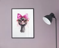 Funny Ostrich PNG with Pink Bow & Glasses Product Image 7
