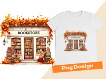 Fall Bookstore Png Download Autumn Sublimation Product Image 8