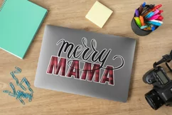 Merry Mama Png Instant Download, Red and Black Buffalo Plaid Product Image 5