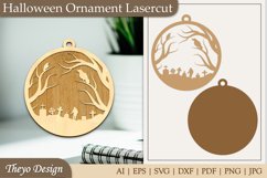 Halloween Laser Cut Ornament | Halloween Ornament SVG Product Image 1