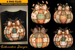 Patchwork Pumpkin PNG Bundle | 4 Fall Sublimation Designs Product Image 1