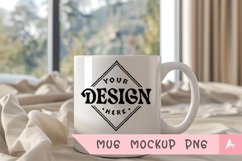 Coffee Mug Mockup Placed on a bed room Product Image 1
