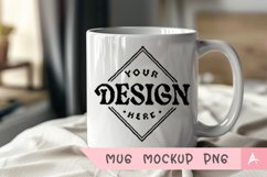 Coffee Mug Mockup Placed on a bed room Product Image 1