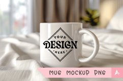 Coffee Mug Mockup Placed on a bed room Product Image 1