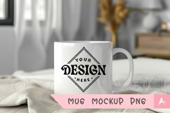Coffee Mug Mockup Placed on a bed room Product Image 1