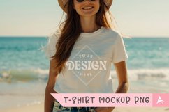 Gildan 5000 crewneck women white color t-shirt mockup Product Image 1