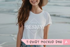 Gildan 5000 crewneck women white color t-shirt mockup Product Image 1