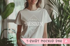 Gildan 5000 crewneck women light white color t-shirt mockup Product Image 1