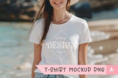 Gildan 5000 crewneck women white color t-shirt mockup Product Image 1