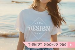 Gildan 5000 crewneck women white color t-shirt mockup Product Image 1