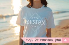 Gildan 5000 crewneck women white color t-shirt mockup Product Image 1