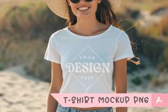 Gildan 5000 crewneck women white color t-shirt mockup Product Image 1