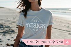Gildan 5000 crewneck women white color t-shirt mockup Product Image 1