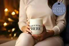 Woman Holding a Wine Tumbler Mockup | Christmas Mockup Product Image 1