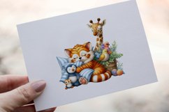 30 Sleepy Animals Watercolor Clipart PNG Sticker Bundle Product Image 3