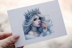 34 Snow Queen Watercolor Clipart PNG Sticker Bundle Product Image 12