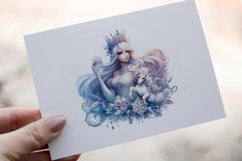 34 Snow Queen Watercolor Clipart PNG Sticker Bundle Product Image 14