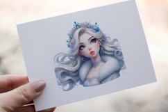 34 Snow Queen Watercolor Clipart PNG Sticker Bundle Product Image 22