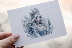 34 Snow Queen Watercolor Clipart PNG Sticker Bundle Product Image 24