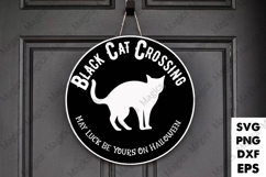 Black Cat Crossing May Luck Be Yours On Halloween SVG Product Image 1