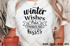 Winter Wishes And Snowflake Kisses SVG, Christmas Design Product Image 2