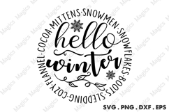 Hello Winter. snowmen.snowflakes.boots.sledding.cozy.flannel Product Image 2