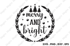 Merry And Bright Svg | Christmas Svg Design Product Image 1
