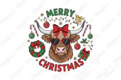 Funny Cow Merry Christmas PNG Product Image 2