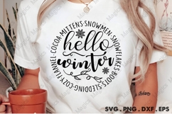 Hello Winter. snowmen.snowflakes.boots.sledding.cozy.flannel Product Image 1