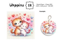 18 Cats Love Watercolor Digital Paper Clipart JPG Product Image 5