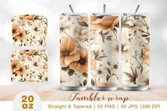Vintage flower tumbler wrap, tumbler sublimation Product Image 1