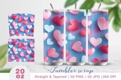 3D hearts Tumbler wrap, sublimation. Product Image 1