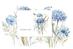 Dusty Blue Floral Clipart Watercolor Set Product Image 7