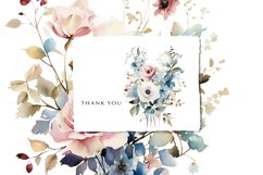 Watercolor Azure &amp; Pink Flowers Clipart Product Image 4