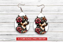 Dog With Floral Teardrop Earrings Product Image 1