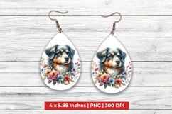 Dog With Floral Teardrop Earrings Product Image 1